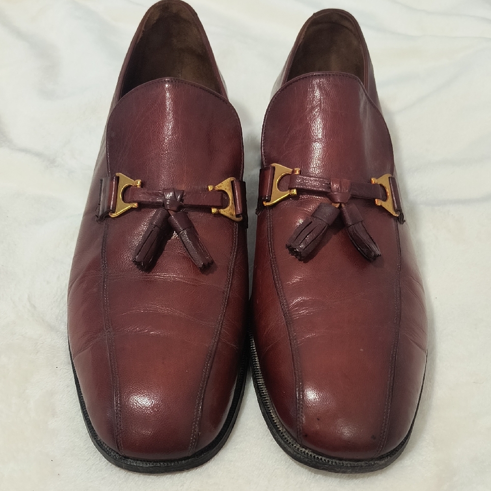 Florsheim Imperial Quality Leather Tassel Loafers Burgundy Oxblood Vintage